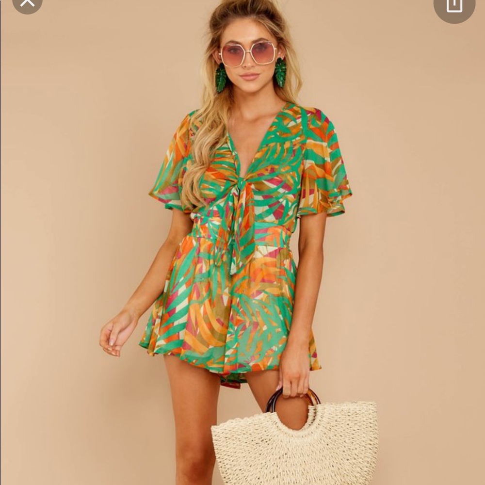 Tropical Tie Front Romper